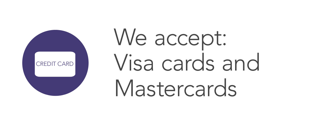 We accept Visa & Mastercards